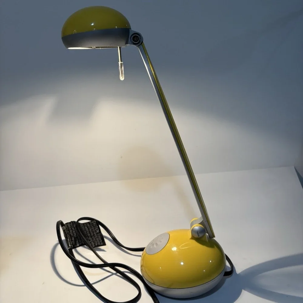 Vintage Yellow Silver Grey Desk Lamp Futuristic UV Filter 001 Space Age